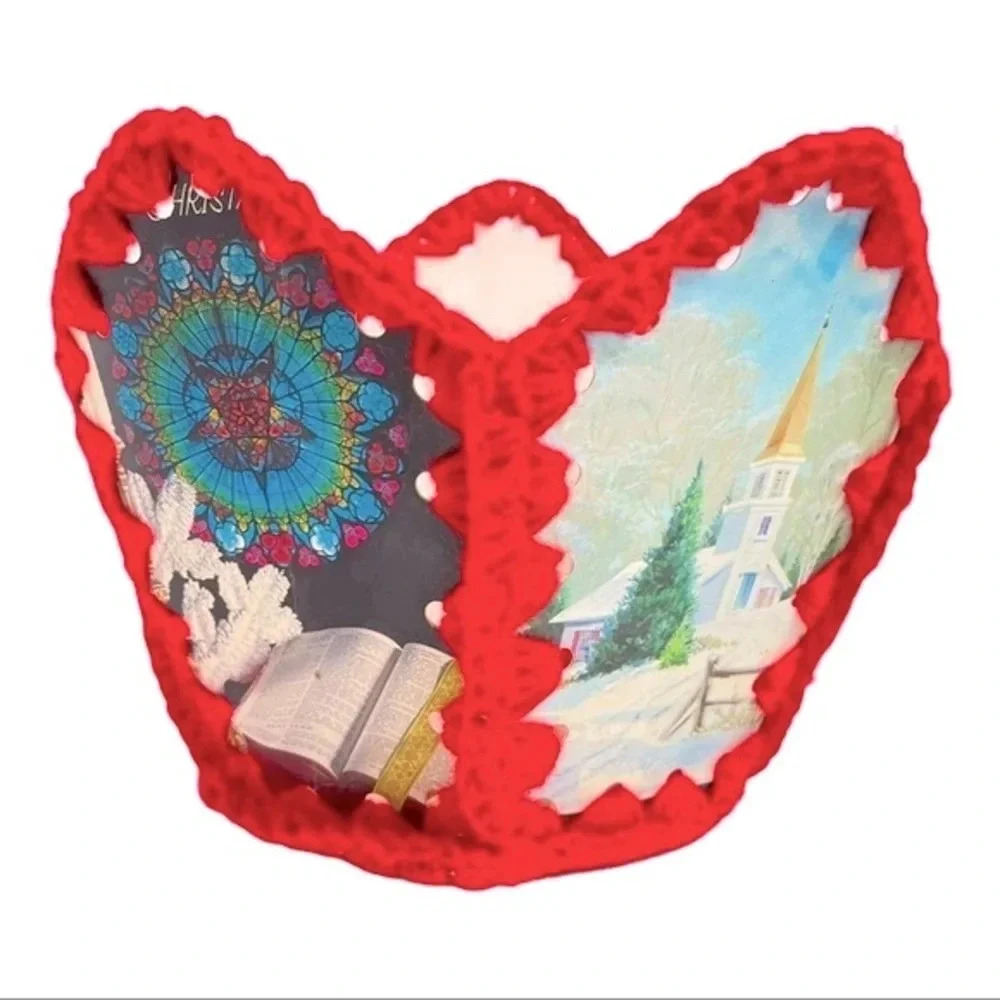 Handmade Card Bowl Mid Century Christmas